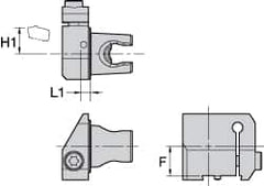 Kennametal - System Size KM25, Left Hand Cut, Modular Cutoff Cutting Unit Head - A2 BHSN19X... Insert Style, 0.189" Head Length, 0.4921" Center to Cutting Edge, Series A2 - Exact Tooling