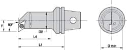 Kennametal - Right Hand Cut, 25mm Min Bore Diam, Size KM32 Steel Modular Boring Cutting Unit Head - 2.3622" Max Bore Depth, Through Coolant, Compatible with DP.. - Exact Tooling