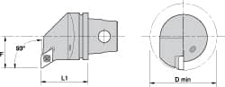 Kennametal - Right Hand Cut, Size KM32, DC.. Insert Compatiblity, Internal Modular Turning & Profiling Cutting Unit Head - 22mm Ctr to Cutting Edge, 35mm Head Length, Through Coolant, Series Screw-On - Exact Tooling