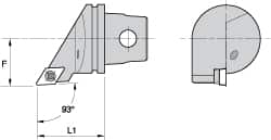 Kennametal - Right Hand Cut, Size KM32, DC.. Insert Compatiblity, External Modular Turning & Profiling Cutting Unit Head - 22mm Ctr to Cutting Edge, 35mm Head Length, Through Coolant, Series Screw-On - Exact Tooling