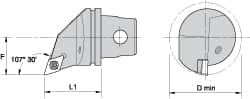 Kennametal - Right Hand Cut, Size KM32, DC.. Insert Compatiblity, Internal Modular Turning & Profiling Cutting Unit Head - 22mm Ctr to Cutting Edge, 35mm Head Length, Through Coolant, Series Screw-On - Exact Tooling