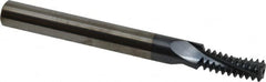 Carmex - 5/16-18 UNC, 0.22" Cutting Diam, 3 Flute, Solid Carbide Helical Flute Thread Mill - Internal Thread, 0.58" LOC, 2-1/2" OAL, 1/4" Shank Diam - Exact Tooling