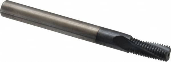 Carmex - 7/16-28 to 1/2-28 UNEF, 1/4" Cutting Diam, 3 Flute, Solid Carbide Helical Flute Thread Mill - Internal Thread, 0.56" LOC, 2-1/2" OAL, 1/4" Shank Diam - Exact Tooling