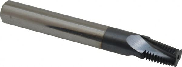 Carmex - 1/8-27 NPTF, 0.299" Cutting Diam, 3 Flute, Solid Carbide Helical Flute Thread Mill - Internal/External Thread, 0.43" LOC, 2-1/2" OAL, 5/16" Shank Diam - Exact Tooling