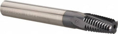 Carmex - 1/4-18 to 3/8-18 NPT, 3/8" Cutting Diam, 4 Flute, Solid Carbide Helical Flute Thread Mill - Internal/External Thread, 0.64" LOC, 3" OAL, 3/8" Shank Diam - Exact Tooling