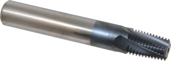 Carmex - 1/2-14 to 3/4-14 NPT, 0.61" Cutting Diam, 4 Flute, Solid Carbide Helical Flute Thread Mill - Internal/External Thread, 0.89" LOC, 4" OAL, 5/8" Shank Diam - Exact Tooling