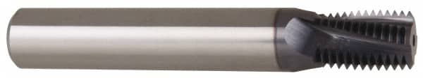 Carmex - 1/2-14 to 3/4-14 NPTF, 0.61" Cutting Diam, 4 Flute, Solid Carbide Helical Flute Thread Mill - Internal/External Thread, 0.89" LOC, 4" OAL, 5/8" Shank Diam - Exact Tooling