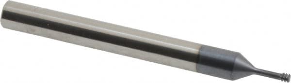 Carmex - #5-40, #6-40 UNC, UNF, 0.096" Cutting Diam, 3 Flute, Solid Carbide Helical Flute Thread Mill - Internal Thread, 0.28" LOC, 2-1/2" OAL, 1/4" Shank Diam - Exact Tooling