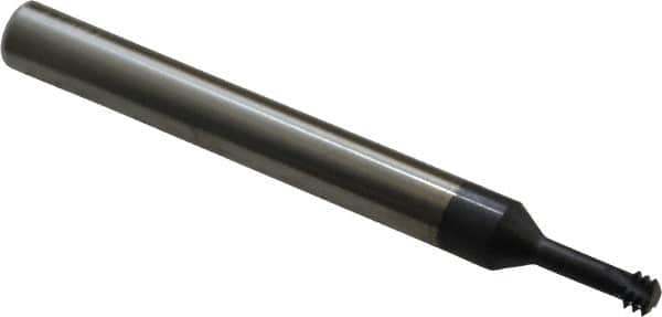 Carmex - #10-32 UNF, 0.146" Cutting Diam, 3 Flute, Solid Carbide Helical Flute Thread Mill - Internal Thread, 0.41" LOC, 2-1/2" OAL, 1/4" Shank Diam - Exact Tooling