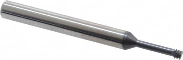 Carmex - #10-32 UNF, 0.146" Cutting Diam, 3 Flute, Solid Carbide Helical Flute Thread Mill - Internal Thread, 0.59" LOC, 2-1/2" OAL, 1/4" Shank Diam - Exact Tooling