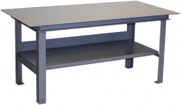 Jamco - 60 Wide x 36" Deep x 34" High, Steel Work Table - Flat Top, Fixed Legs, Gray - Exact Tooling