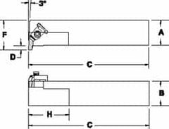 Tool-Flo - External Thread, Right Hand Cut, 3/4" Shank Width x 3/4" Shank Height Indexable Threading Toolholder - 4-1/2" OAL, FL 2L Insert Compatibility, FLE Toolholder, Series FLER - Exact Tooling