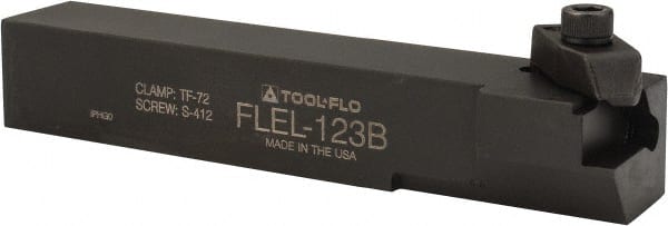 Tool-Flo - External Thread, Left Hand Cut, 3/4" Shank Width x 3/4" Shank Height Indexable Threading Toolholder - 4-1/2" OAL, FL 3R Insert Compatibility, FLE Toolholder, Series FLEL - Exact Tooling