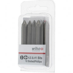 Wiha - 1/4" Drive, #1 Reversible Phillips/Slotted Screwdriver Bit - 2-3/8" OAL - Exact Tooling