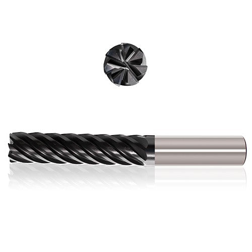‎1/2″ Dia. × 1/2″ Shank × 2-1/2″ DOC × 5″ OAL, Sistral, 7 Flute, Variable Helix, Straight, External, Bullnose, Solid End Mill - Exact Tooling