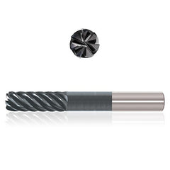 3/8″ Dia. × 3/8″ Shank × 3/4″ DOC × 4″ OAL, Sistral, 7 Flute, Variable Helix, Straight, External, Bullnose, Solid End Mill - Exact Tooling