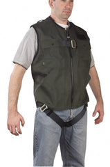 Gemtor - 350 Lb Capacity, Size S, Full Body Vest Safety Harness - Polyester, Quick Connect Leg Strap, Quick Connect Chest Strap, Green - Exact Tooling