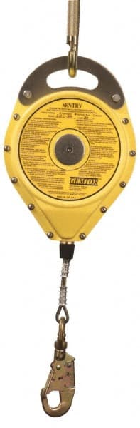 Gemtor - 100' Long, Stainless Steel Cable Self-Retracting Lifeline - 0.187" Diam, Swivel Locking Snap Hook Connector - Exact Tooling