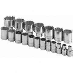 SK - 1/2" Drive Standard Socket Set - 3/8 to 1-1/2", Inch Measurement Standard - Exact Tooling