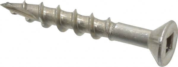 Value Collection - #8 Flat Head, Square Drive Stainless Steel Deck Screw - 1-1/4" OAL, Grade 305, Type 17 Point - Exact Tooling