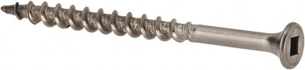 Value Collection - #8 Flat Head, Square Drive Stainless Steel Deck Screw - 2-1/2" OAL, Grade 305, Type 17 Point - Exact Tooling
