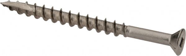 Value Collection - #10 Flat Head, Square Drive Stainless Steel Deck Screw - 2-1/2" OAL, Grade 305, Type 17 Point - Exact Tooling