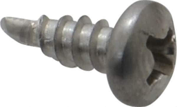 Value Collection - #6, Pan Head, Phillips Drive, 3/8" Length Under Head, #2 Point, Self Drilling Screw - Grade 410 Stainless Steel - Exact Tooling