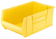 Akro-Mils - 200 Lb. Load Capacity, 20" Deep, Yellow Polymer Hopper Stacking Bin - 12" High x 12-3/8" Wide x 20" Long - Exact Tooling