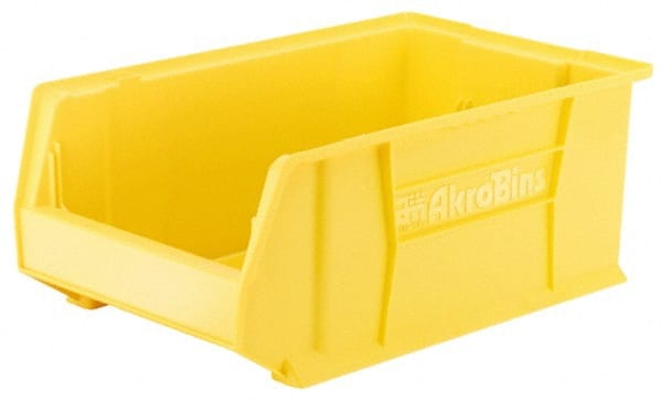 Akro-Mils - 300 Lb. Load Capacity, 29-1/4" Deep, Yellow Polymer Hopper Stacking Bin - 12" High x 18-3/8" Wide x 29-1/4" Long - Exact Tooling