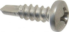 Value Collection - #6, Pan Head, Phillips Drive, 1/2" Length Under Head, #2 Point, Self Drilling Screw - Grade 410 Stainless Steel - Exact Tooling