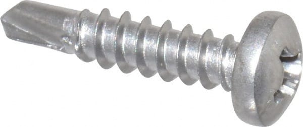Value Collection - #6, Pan Head, Phillips Drive, 5/8" Length Under Head, #2 Point, Self Drilling Screw - Grade 410 Stainless Steel - Exact Tooling