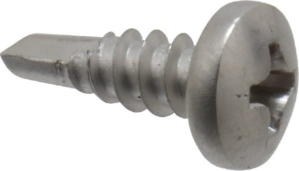 Value Collection - #8, Pan Head, Phillips Drive, 1/2" Length Under Head, #2 Point, Self Drilling Screw - Grade 410 Stainless Steel - Exact Tooling