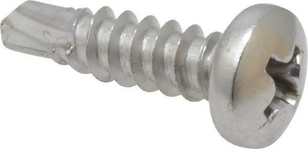 Value Collection - #8, Pan Head, Phillips Drive, 5/8" Length Under Head, #2 Point, Self Drilling Screw - Grade 410 Stainless Steel - Exact Tooling