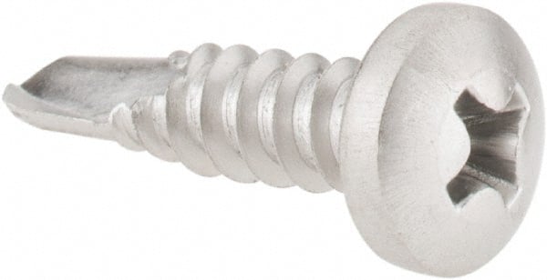 Value Collection - #10, Pan Head, Phillips Drive, 3/4" Length Under Head, #3 Point, Self Drilling Screw - Grade 410 Stainless Steel - Exact Tooling