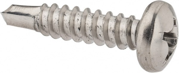 Value Collection - #12, Pan Head, Phillips Drive, 1" Length Under Head, #3 Point, Self Drilling Screw - Grade 410 Stainless Steel - Exact Tooling