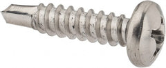Value Collection - #12, Pan Head, Phillips Drive, 1" Length Under Head, #3 Point, Self Drilling Screw - Grade 410 Stainless Steel - Exact Tooling