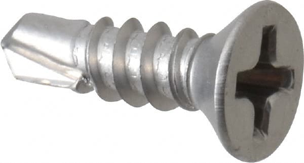 Value Collection - #6, Flat Head, Phillips Drive, 1/2" OAL, #2 Point, Self Drilling Screw - Grade 410 Stainless Steel - Exact Tooling
