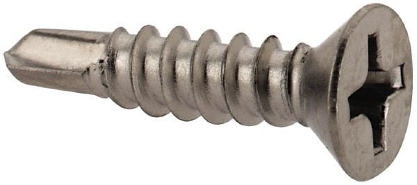 Value Collection - #6, Flat Head, Phillips Drive, 5/8" OAL, #2 Point, Self Drilling Screw - Grade 410 Stainless Steel - Exact Tooling