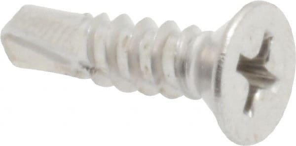 Value Collection - #10, Flat Head, Phillips Drive, 3/4" OAL, #3 Point, Self Drilling Screw - Grade 410 Stainless Steel - Exact Tooling