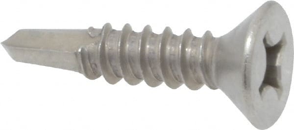 Value Collection - #12, Flat Head, Phillips Drive, 1" OAL, #3 Point, Self Drilling Screw - Grade 410 Stainless Steel - Exact Tooling