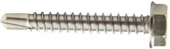 Value Collection - #8, Hex Washer Head, Hex Drive, 1-3/4" Length Under Head, #2 Point, Self Drilling Screw - Grade 410 Stainless Steel - Exact Tooling