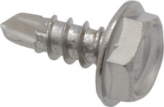 Value Collection - #6, Hex Washer Head, Hex Drive, 3/8" Length Under Head, #2 Point, Self Drilling Screw - Grade 410 Stainless Steel - Exact Tooling