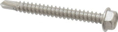 Value Collection - #8, Hex Washer Head, Hex Drive, 1-1/2" Length Under Head, #2 Point, Self Drilling Screw - Grade 410 Stainless Steel - Exact Tooling