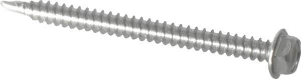 Value Collection - #8, Hex Washer Head, Hex Drive, 2" Length Under Head, #2 Point, Self Drilling Screw - Grade 410 Stainless Steel - Exact Tooling