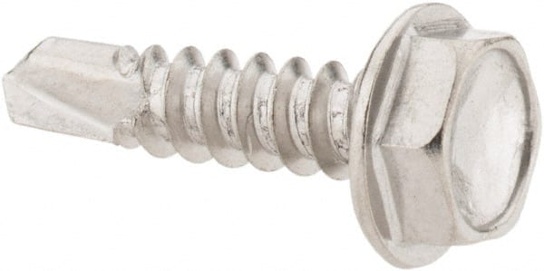 Value Collection - #10, Hex Washer Head, Hex Drive, 3/4" Length Under Head, #3 Point, Self Drilling Screw - Grade 410 Stainless Steel - Exact Tooling