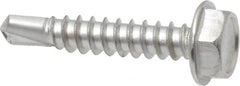 Value Collection - #10, Hex Washer Head, Hex Drive, 1" Length Under Head, #3 Point, Self Drilling Screw - Grade 410 Stainless Steel - Exact Tooling