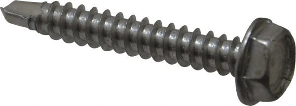 Value Collection - #10, Hex Washer Head, Hex Drive, 1-1/4" Length Under Head, #3 Point, Self Drilling Screw - Grade 410 Stainless Steel - Exact Tooling