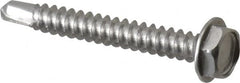 Value Collection - #10, Hex Washer Head, Hex Drive, 1-1/2" Length Under Head, #3 Point, Self Drilling Screw - Grade 410 Stainless Steel - Exact Tooling