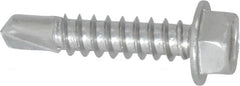 Value Collection - #12, Hex Washer Head, Hex Drive, 1" Length Under Head, #3 Point, Self Drilling Screw - Grade 410 Stainless Steel - Exact Tooling