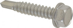Value Collection - #14, Hex Washer Head, Hex Drive, 1-1/4" Length Under Head, #3 Point, Self Drilling Screw - Grade 410 Stainless Steel - Exact Tooling